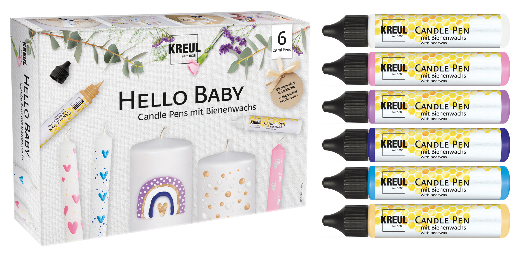 Kerzen-Pen 6er Set Hello Baby um Kerzen selber zu verzieren