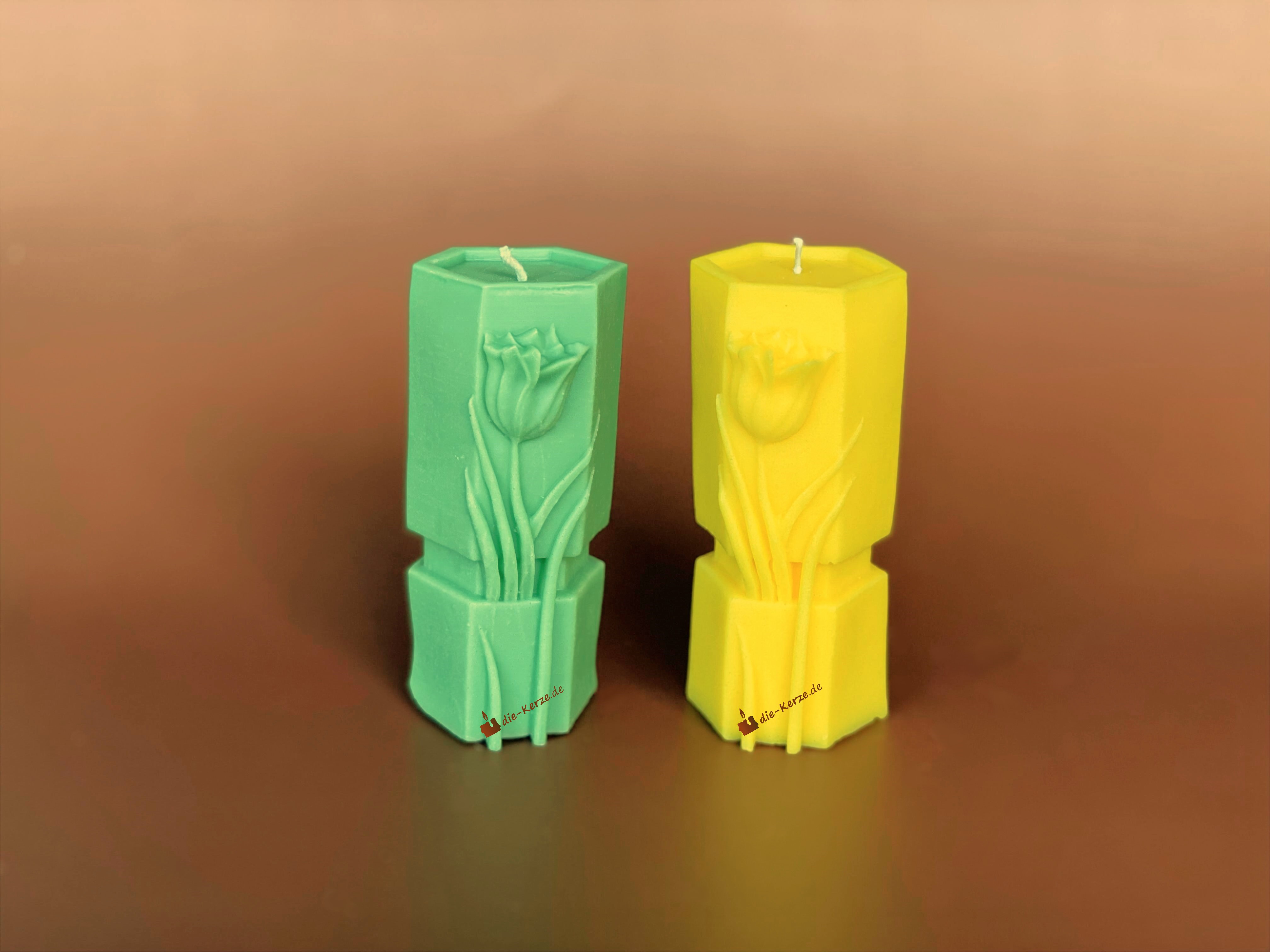 K7105 Silikonform ausgebluehte Tulpe zweites Foto als Beispiel um eigene Kerzen herzustellen