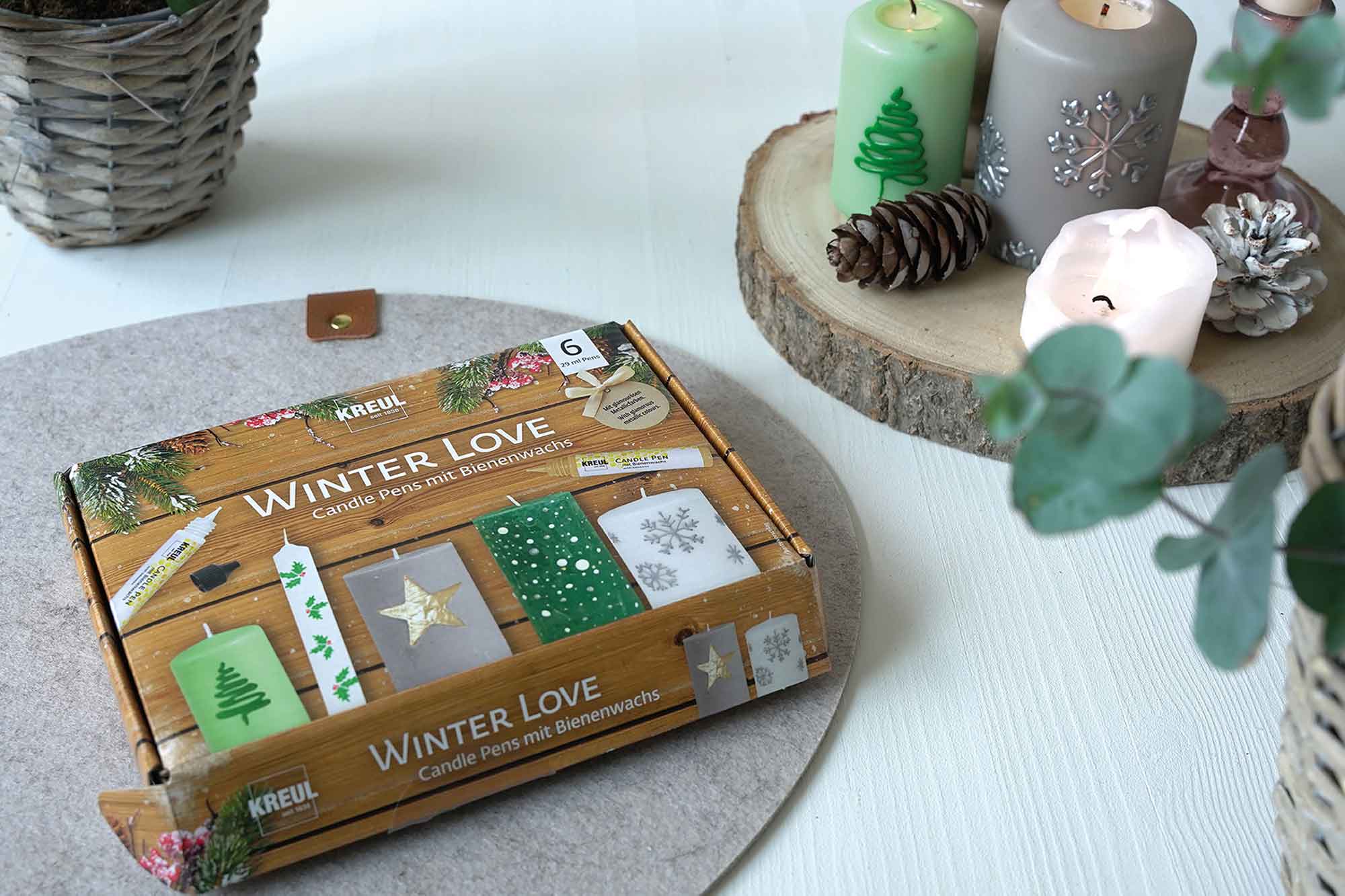 Kerzen-Pen 6er Set Winter Love Weihnachten und Kerzen verzieren ganz einfach