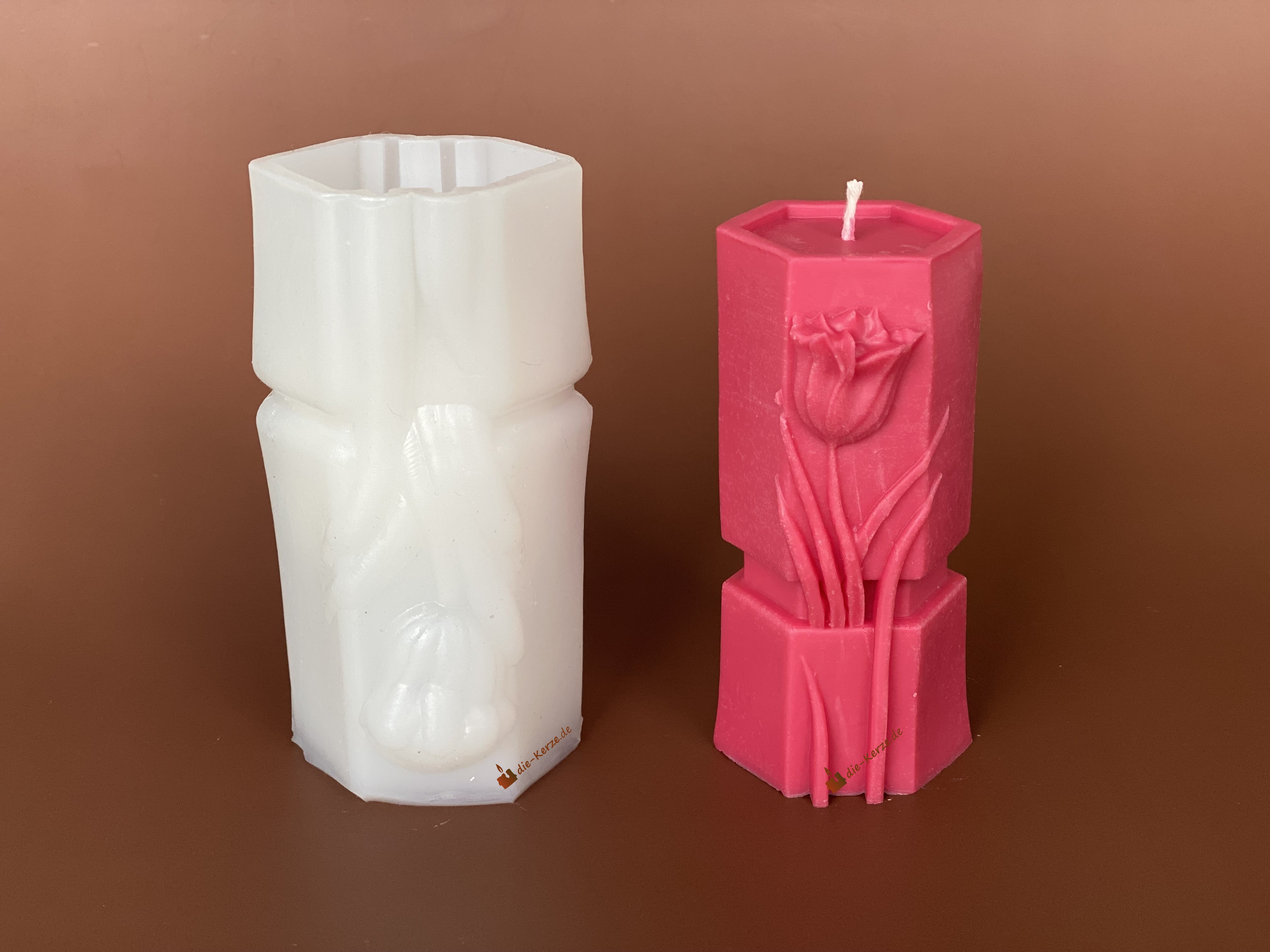 Silikonform ausgebluehte Tulpe um Kerzen selber zu machen