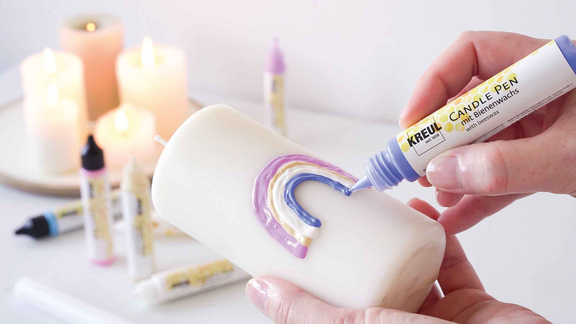 Beispiel eine eigene Kerze verzieren mit dem Kerzen-Pen