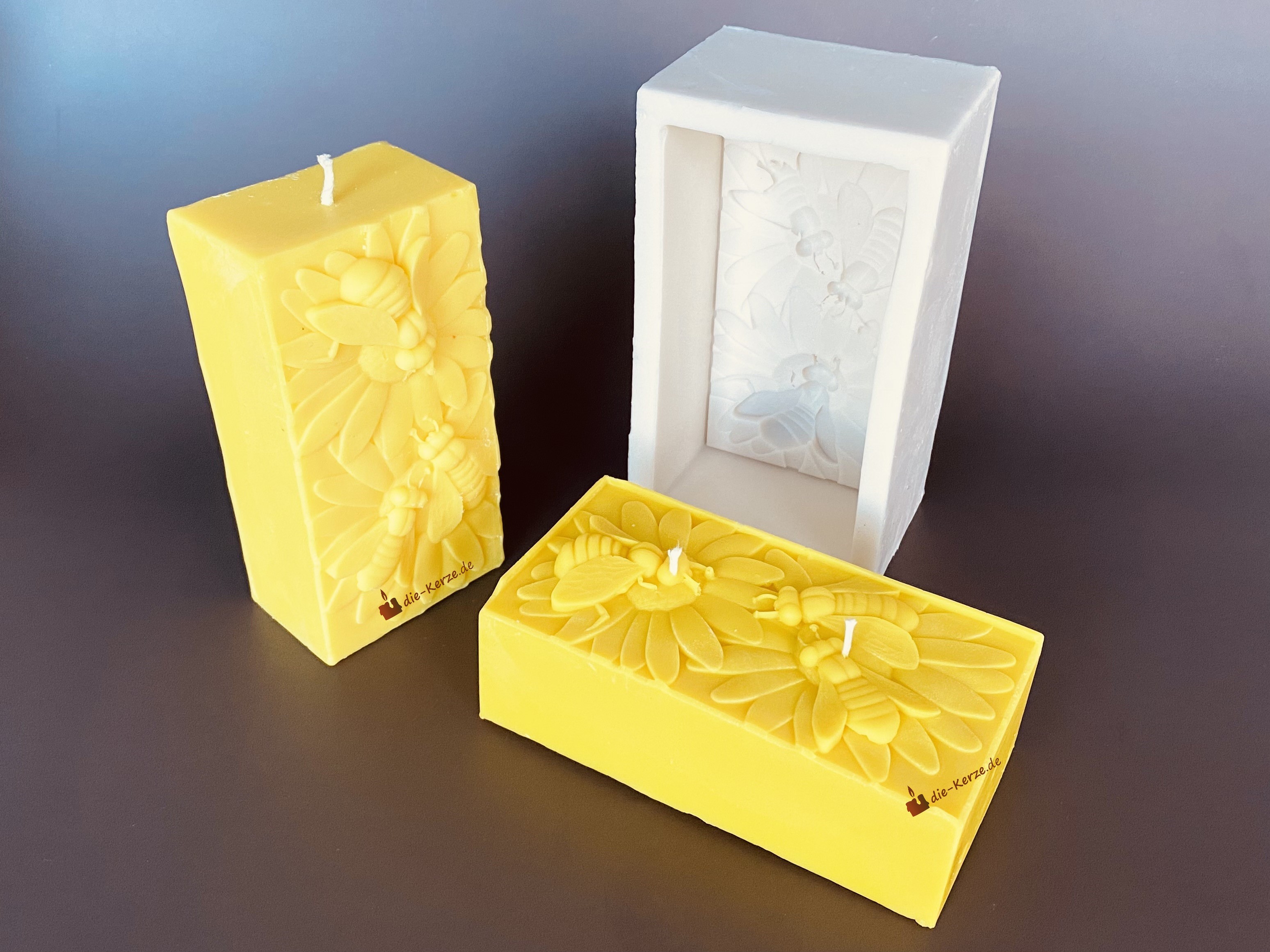 K7090 Silikonform große Blüte mit Bienen 01